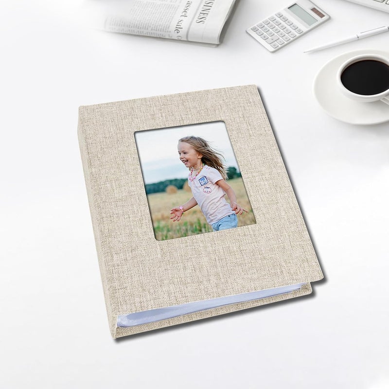Sprsthai 4x6 Small Photo Album Photos Book, Linen Cover Photo Album, 50 Page Holds 100 Pictures, photobook for Anniversaries Vacations, Beige - Image 2
